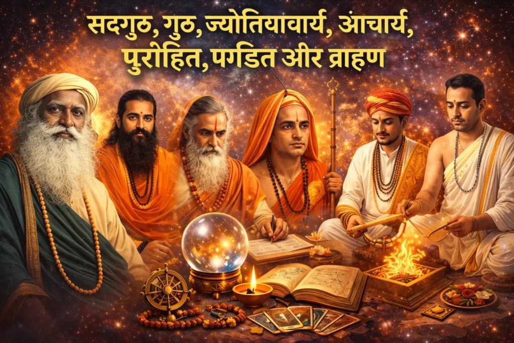 सदगुरु, गुरु, ज्योतिषाचार्य, आचार्य, पुरोहित, पण्डित और ब्राह्मण